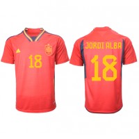 Moški Nogometni dresi Španija Jordi Alba #18 Domači SP 2022 Kratek Rokav